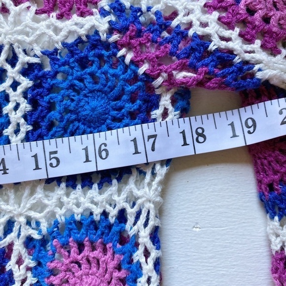 Haband Womens Medium Granny Square Purple & Blue with White Crochet Jacket - Picture 9 of 10